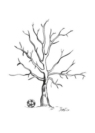 Fingeravtrycksaffisch med trä och fotboll